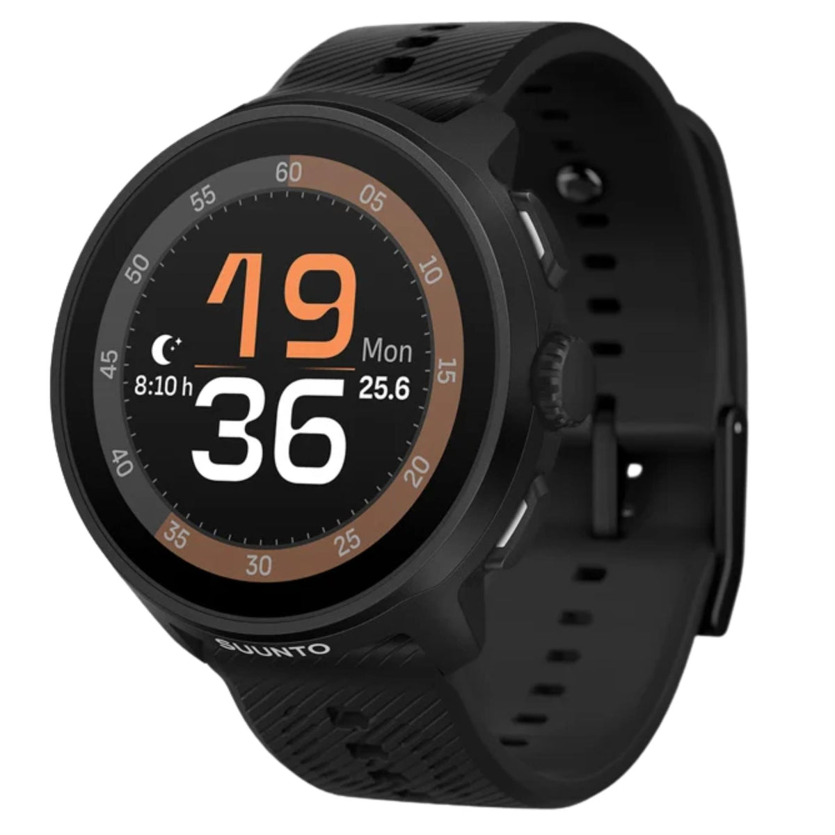 Suunto Run SS051272000 angled front view showing digital screen display with push buttons