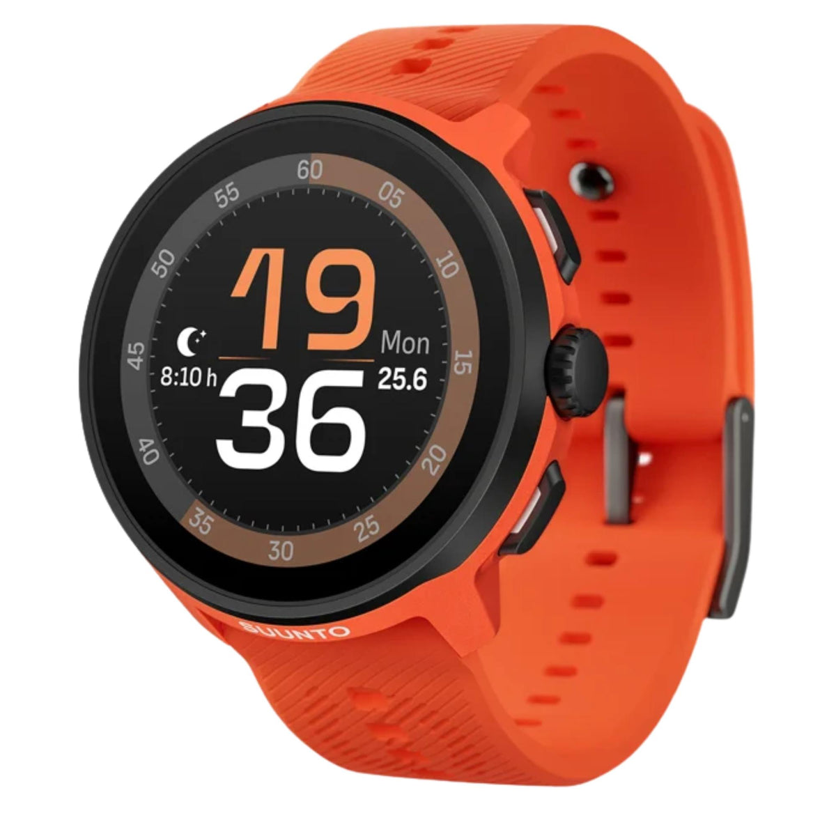 Suunto Run SS051275000 coral orange three quarter front view