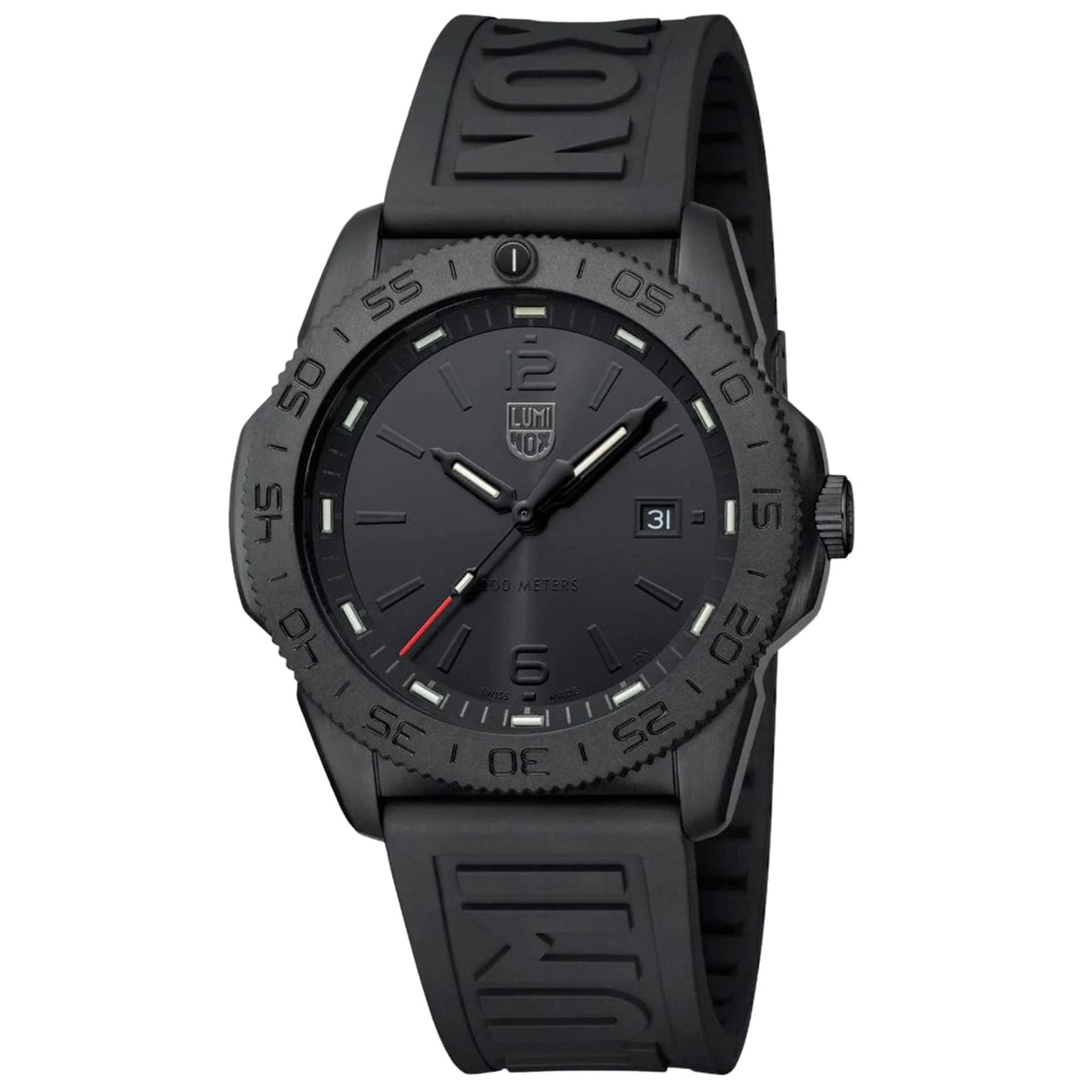 Luminox Pacific Diver black dial rubber quartz watch with date window