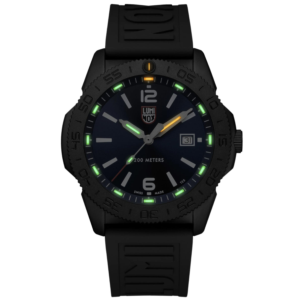 Luminox Pacific Diver 44mm men’s quartz watch with blue dial and glowing green markers