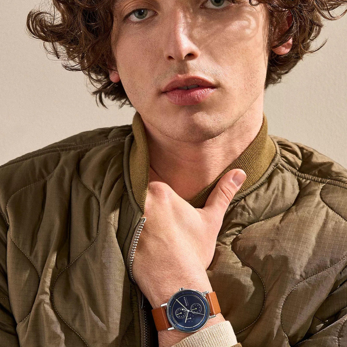 Skagen Signatur SKW6943 Blue Dial Quartz Watch Worn on Male Model Wrist