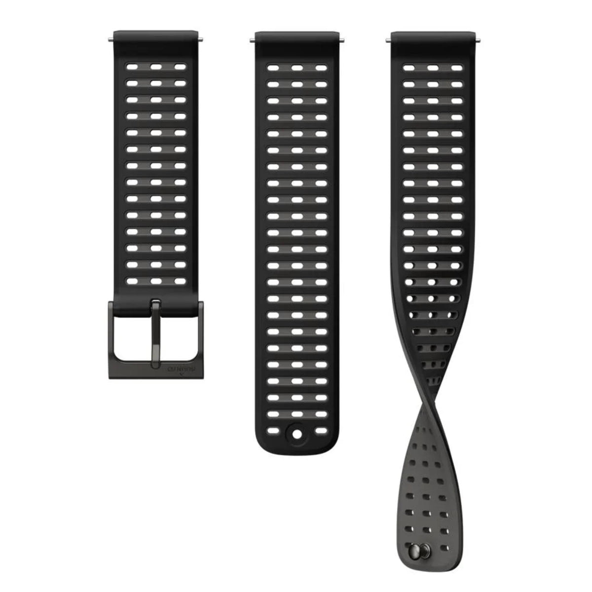 Suunto Athletic 9 black silicone watch strap with rows of perforations