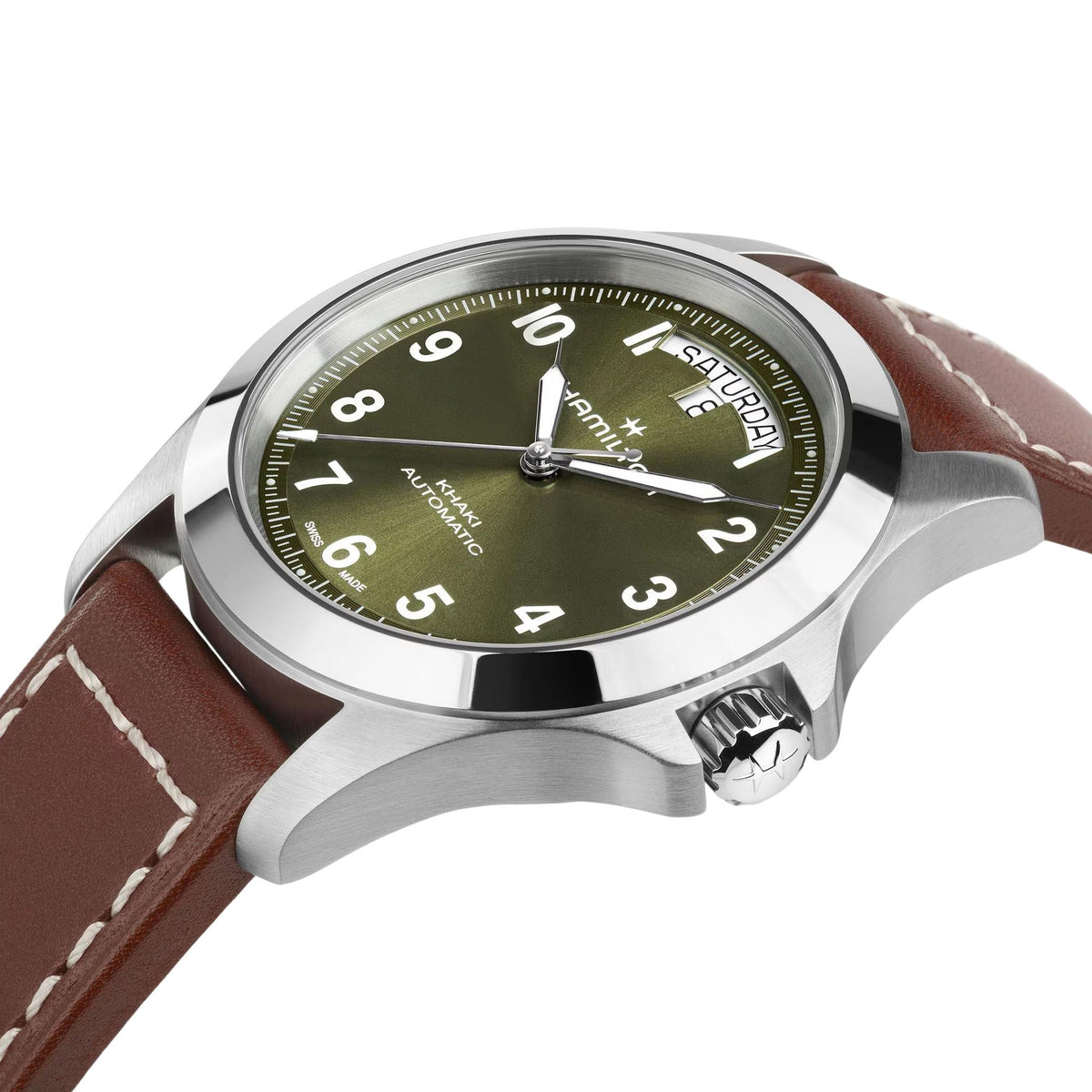 Hamilton Khaki Field King H64475560 stainless steel case side view close-up
