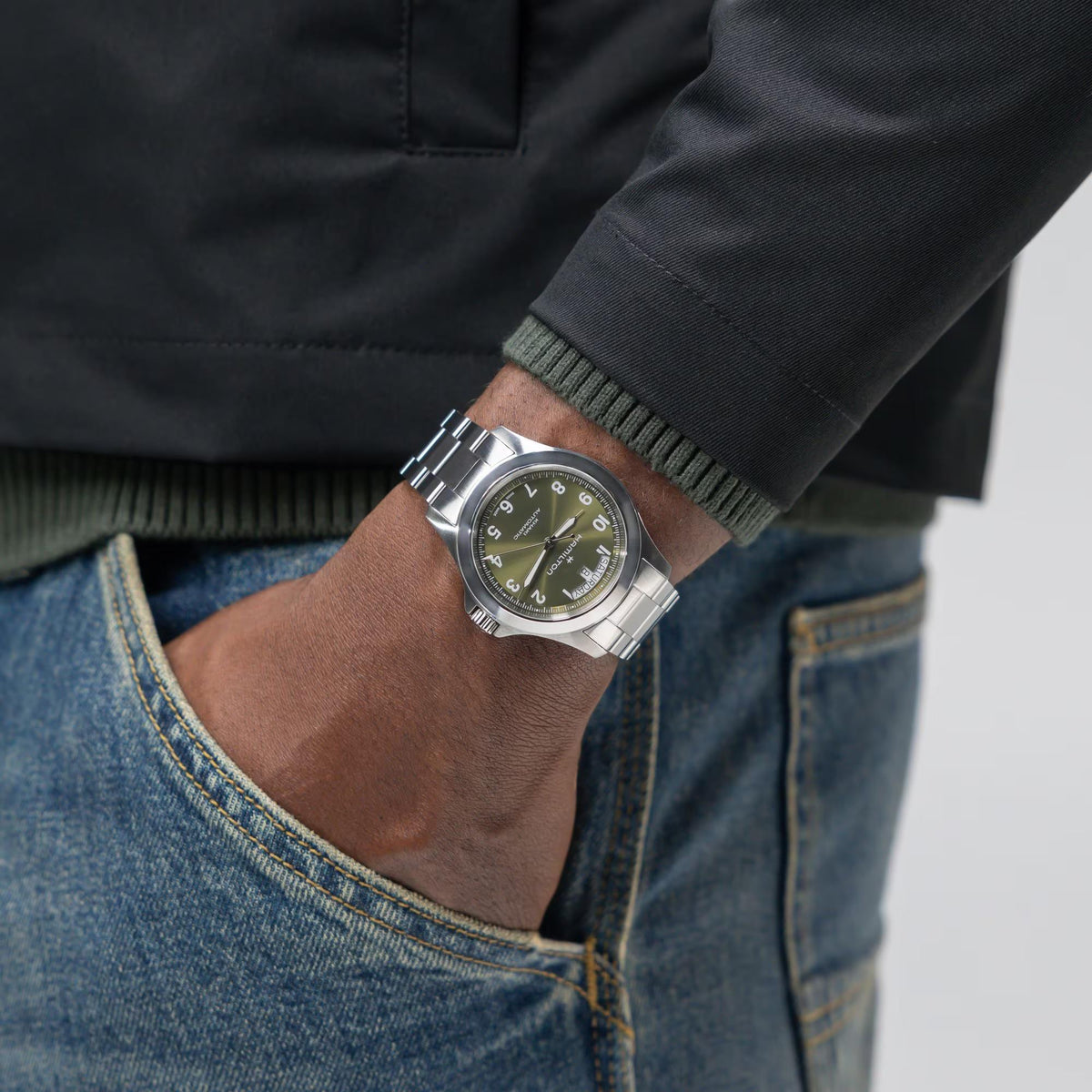 Hamilton Khaki Field King Day Date H64475160 40mm automatic watch worn on wrist