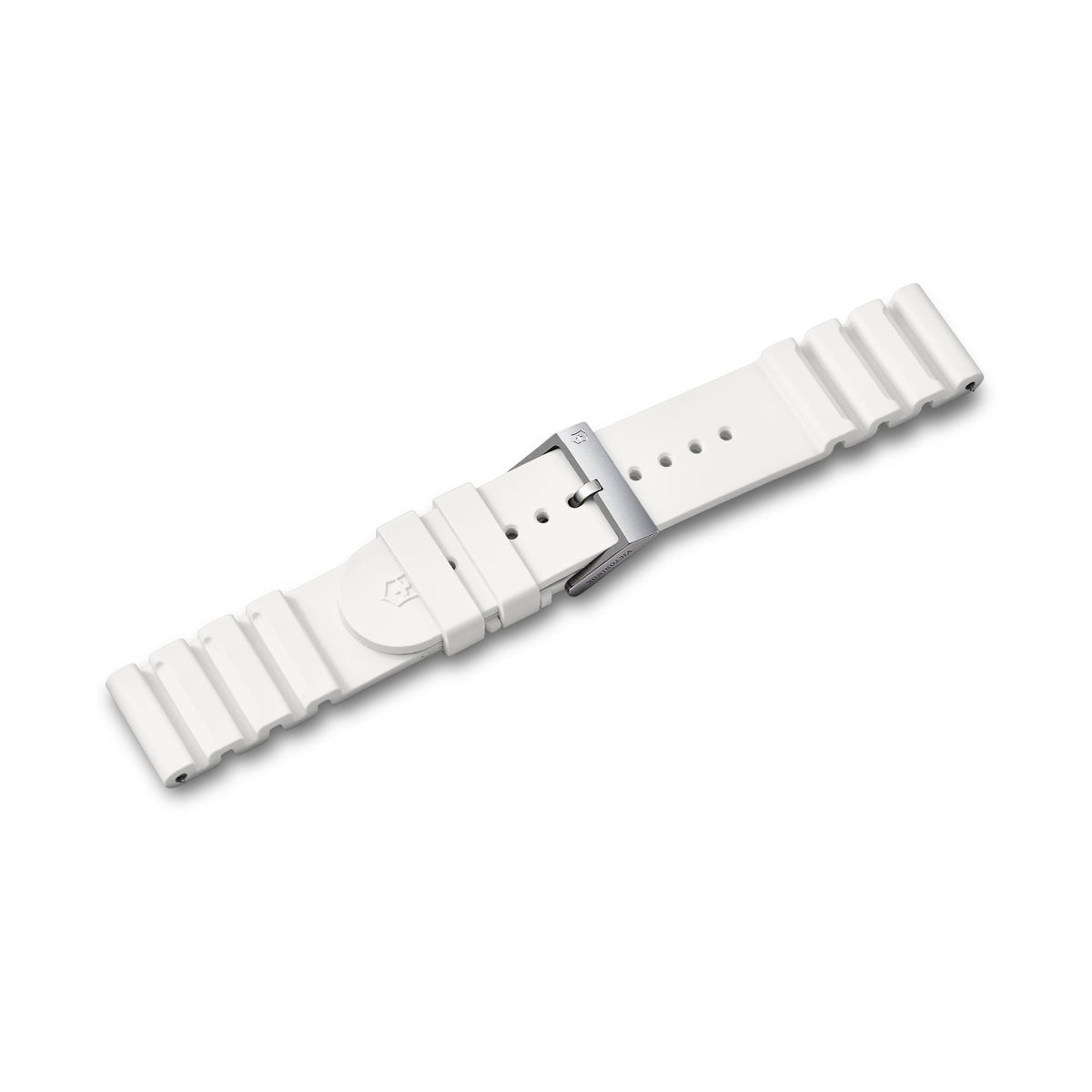 Victorinox white 21mm FKM rubber watch strap with metal buckle and adjustment holes