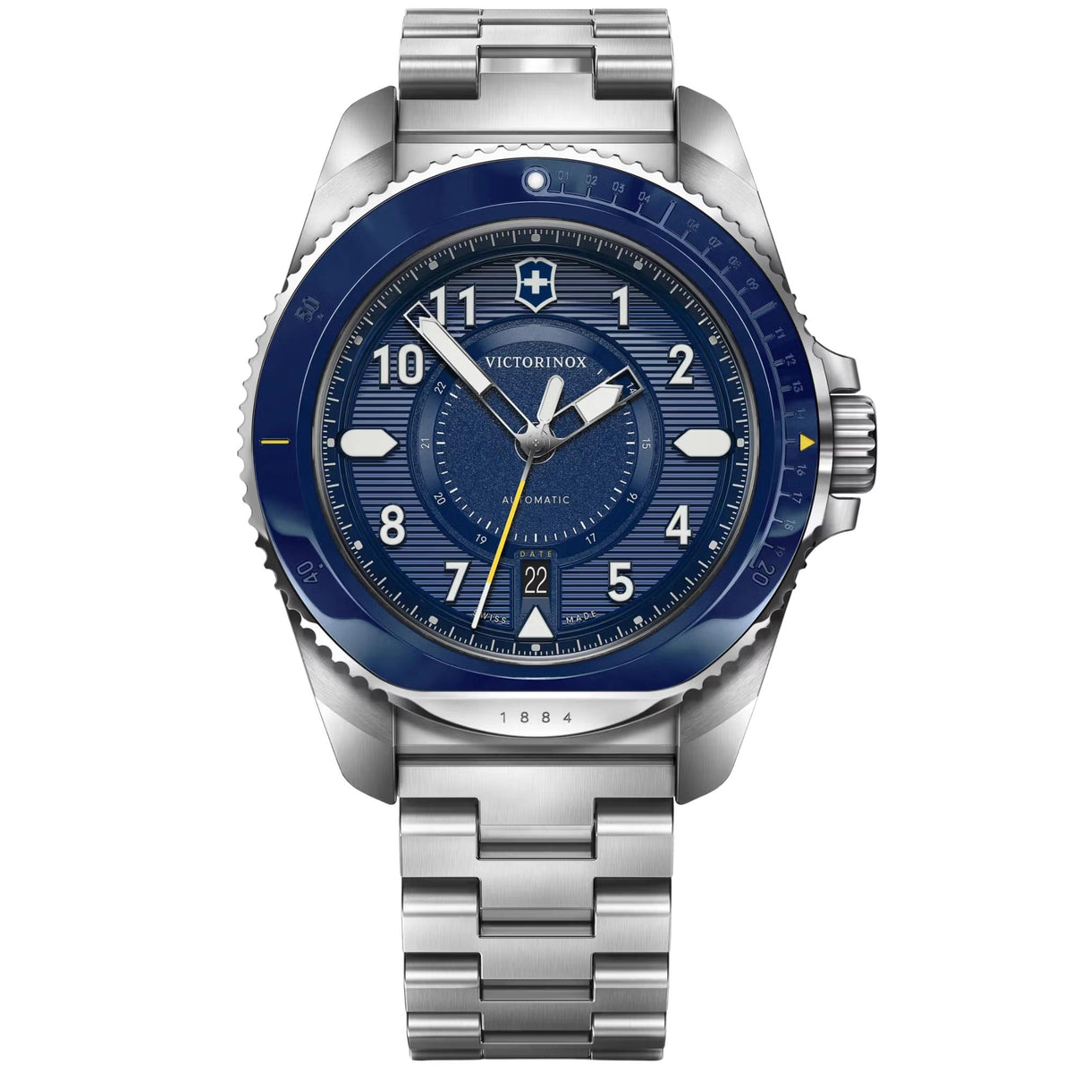 Victorinox Journey 1884 blue dial automatic watch 242010 front view