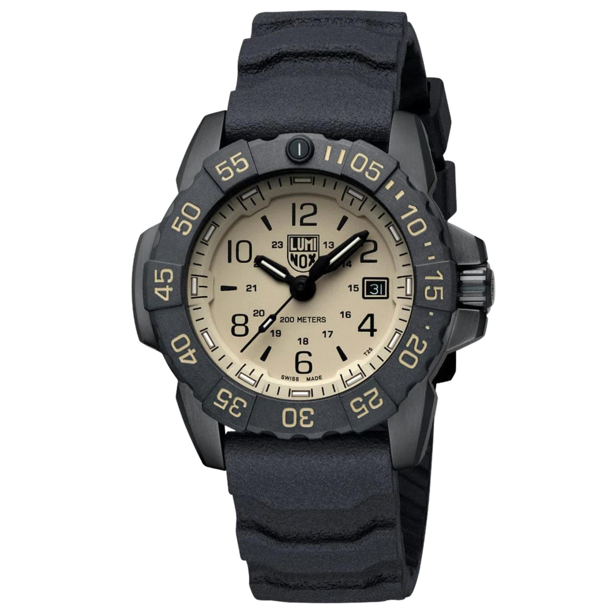 Three-quarter view of Luminox Navy SEAL Foundation XS.3251.CB.NSF.2 mens 200m water-resistant dive watch