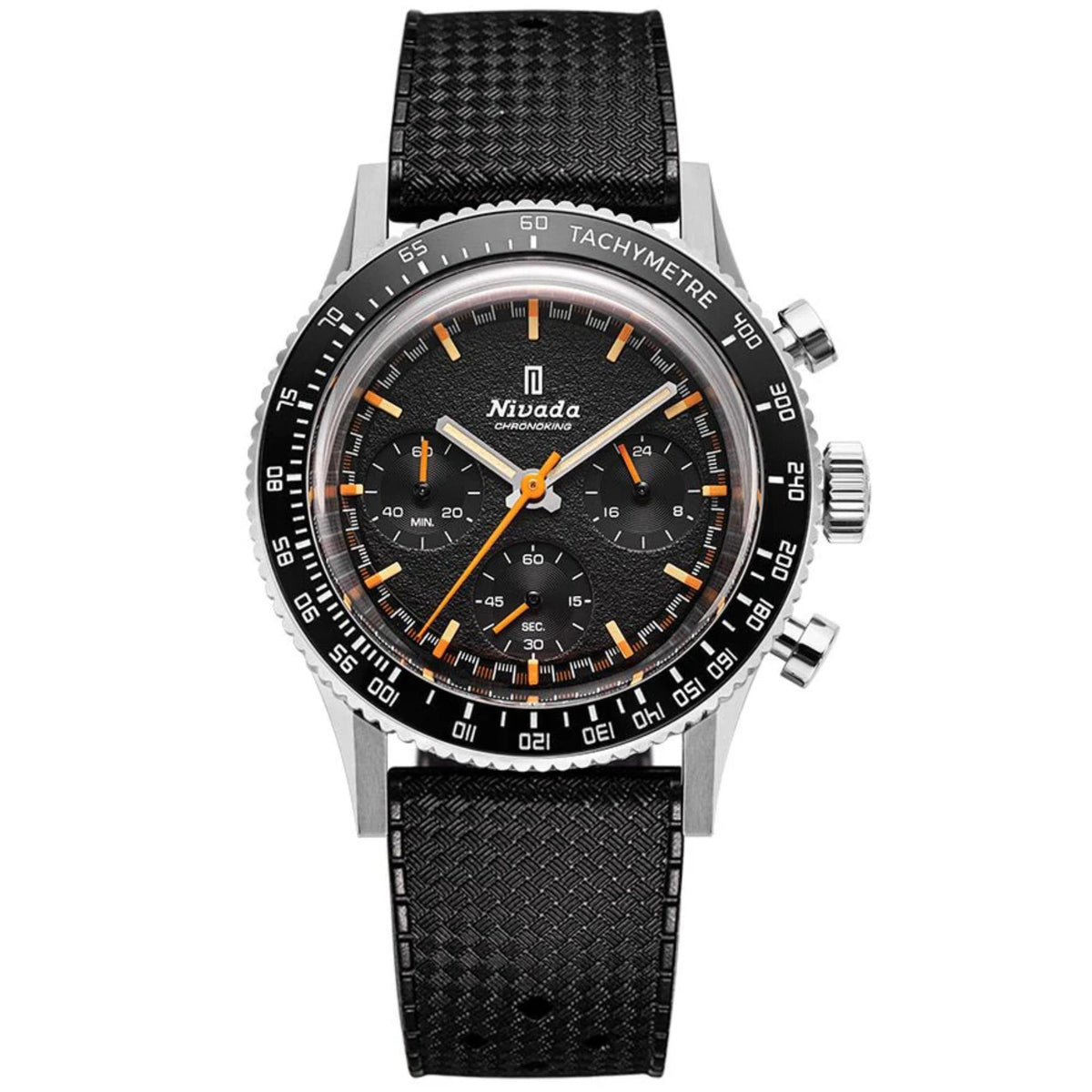 Nivada Grenchen Chronoking 38mm 87040Q01 black dial front view