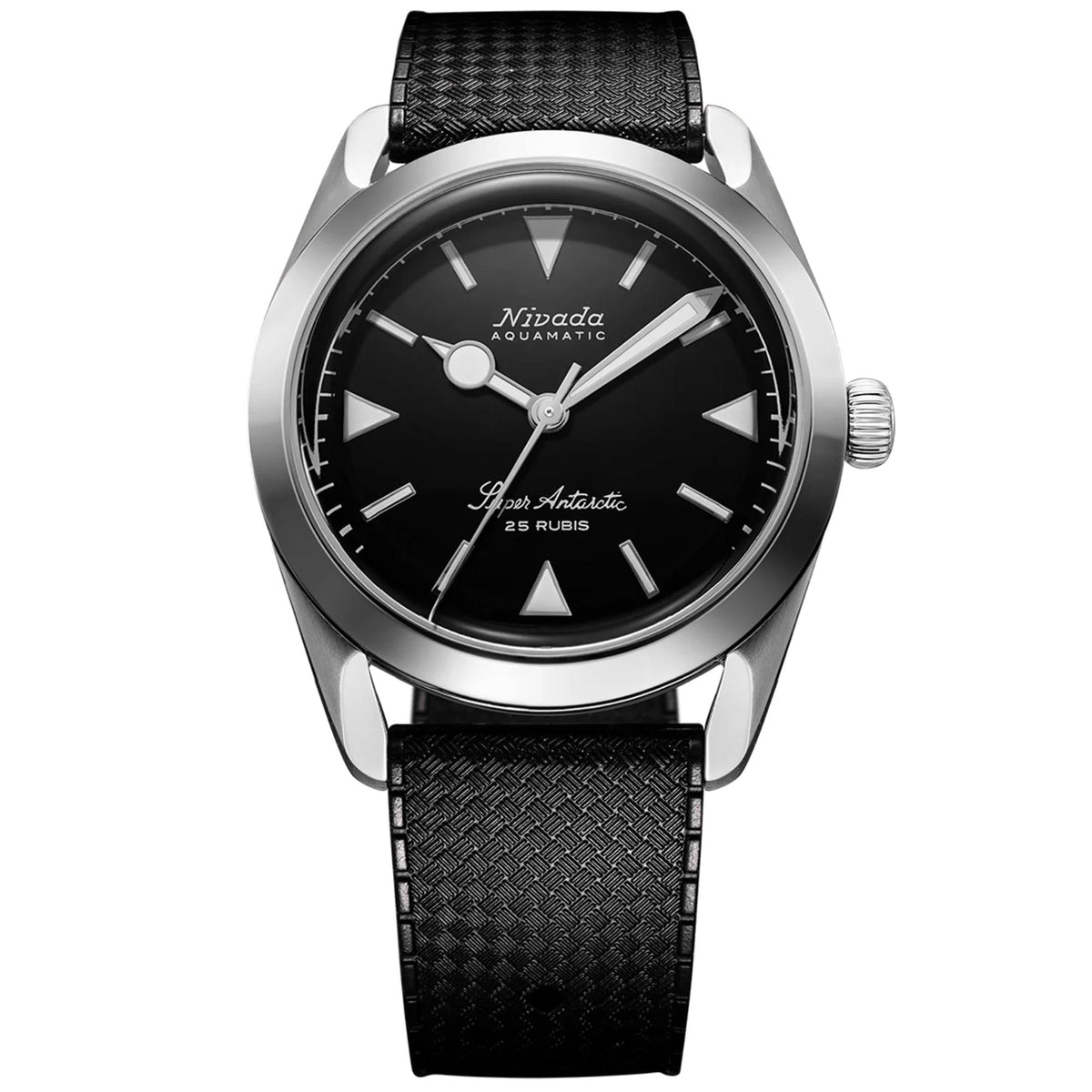 Nivada Grenchen Super Antarctic 38mm 32025A01 black dial front view