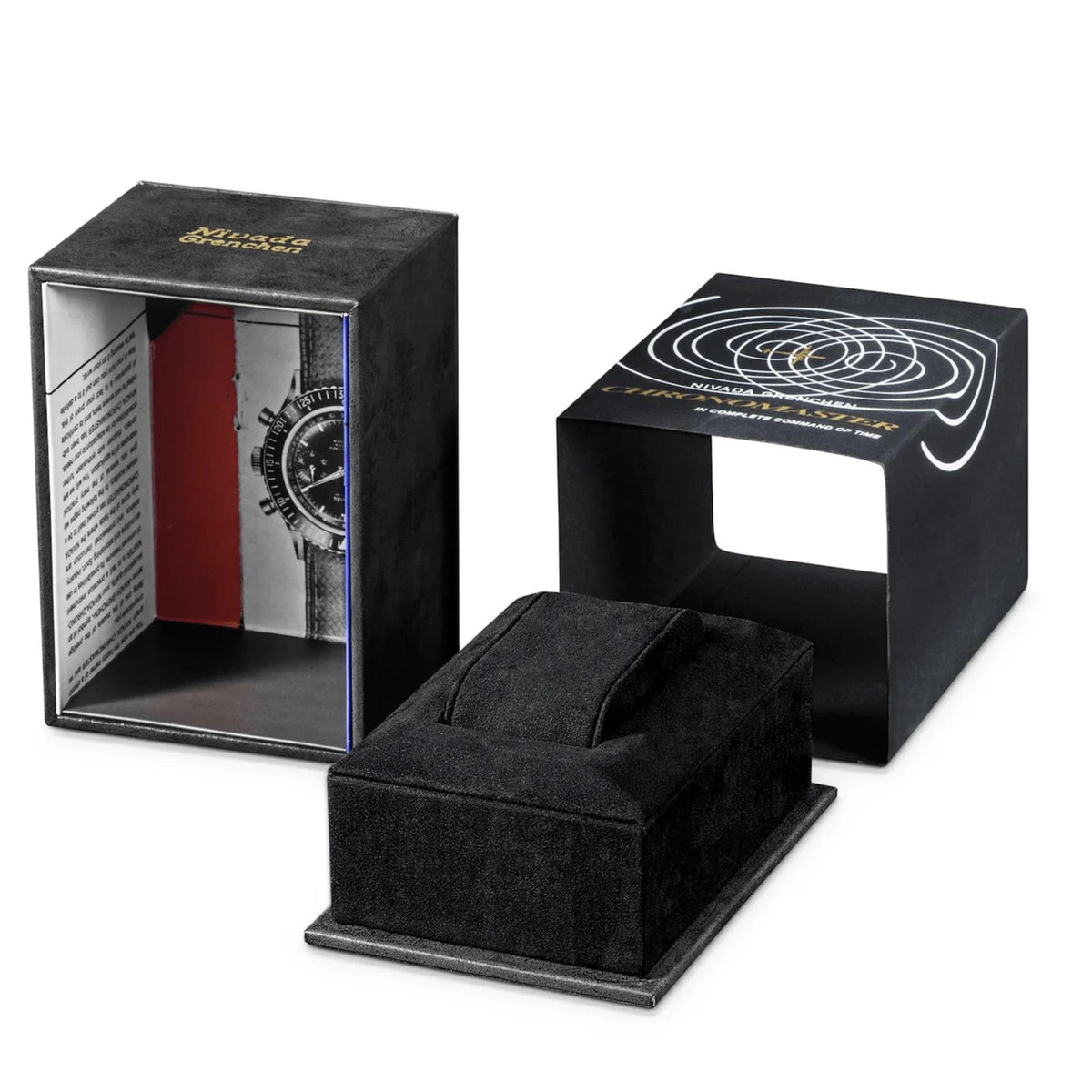 Nivada Grenchen Chronomaster 85008M04 unboxed presentation packaging components