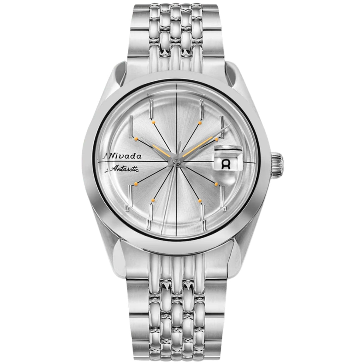 Nivada Grenchen Antarctic Spider 32023A04 silver-white dial front view
