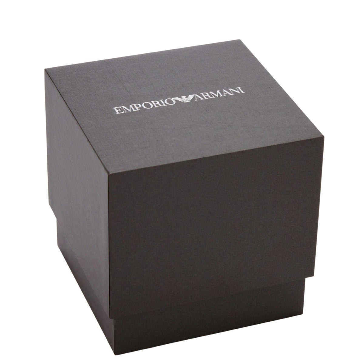 Emporio Armani watch presentation box, gray textured design