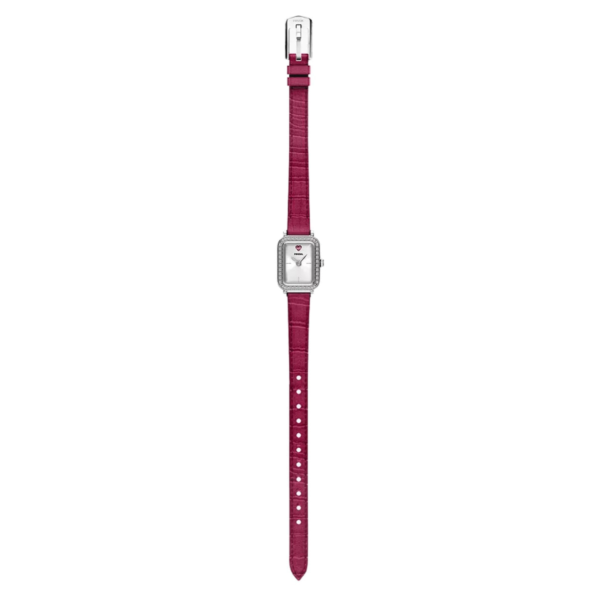 Fossil Raquel ES5466 full-length open magenta leather strap front view