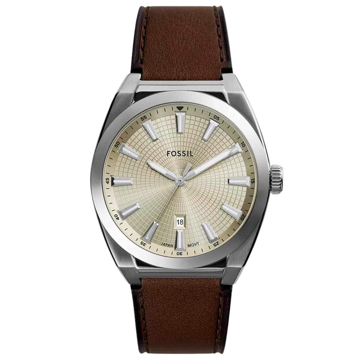 Fossil Everett 42mm FS6071 cream sunray dial front view