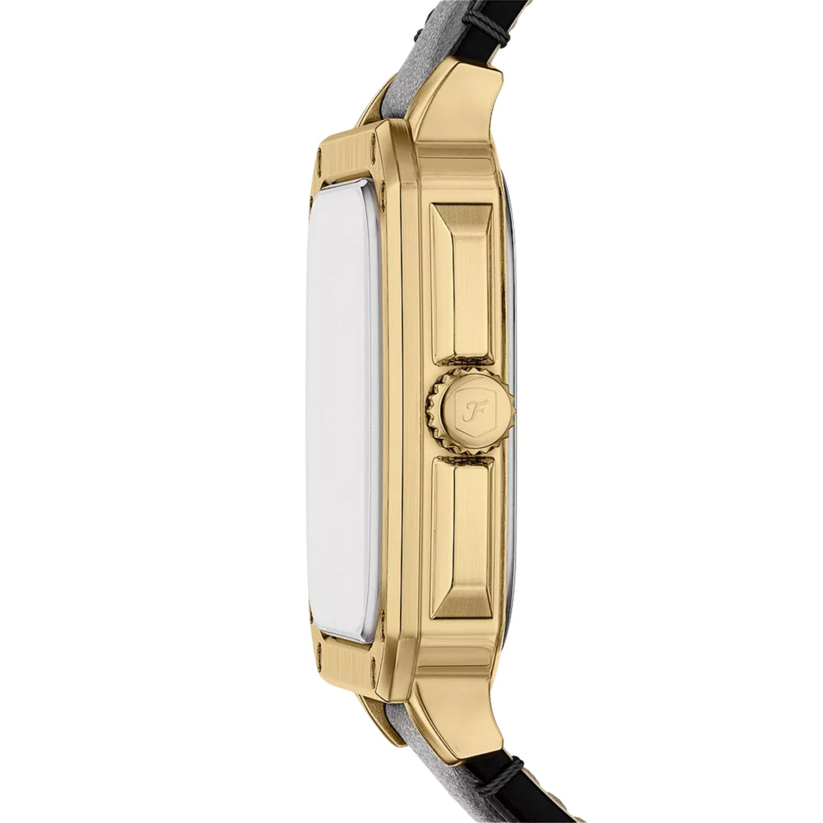 Fossil Crosby FS6151 gold-tone case side profile and crown detail