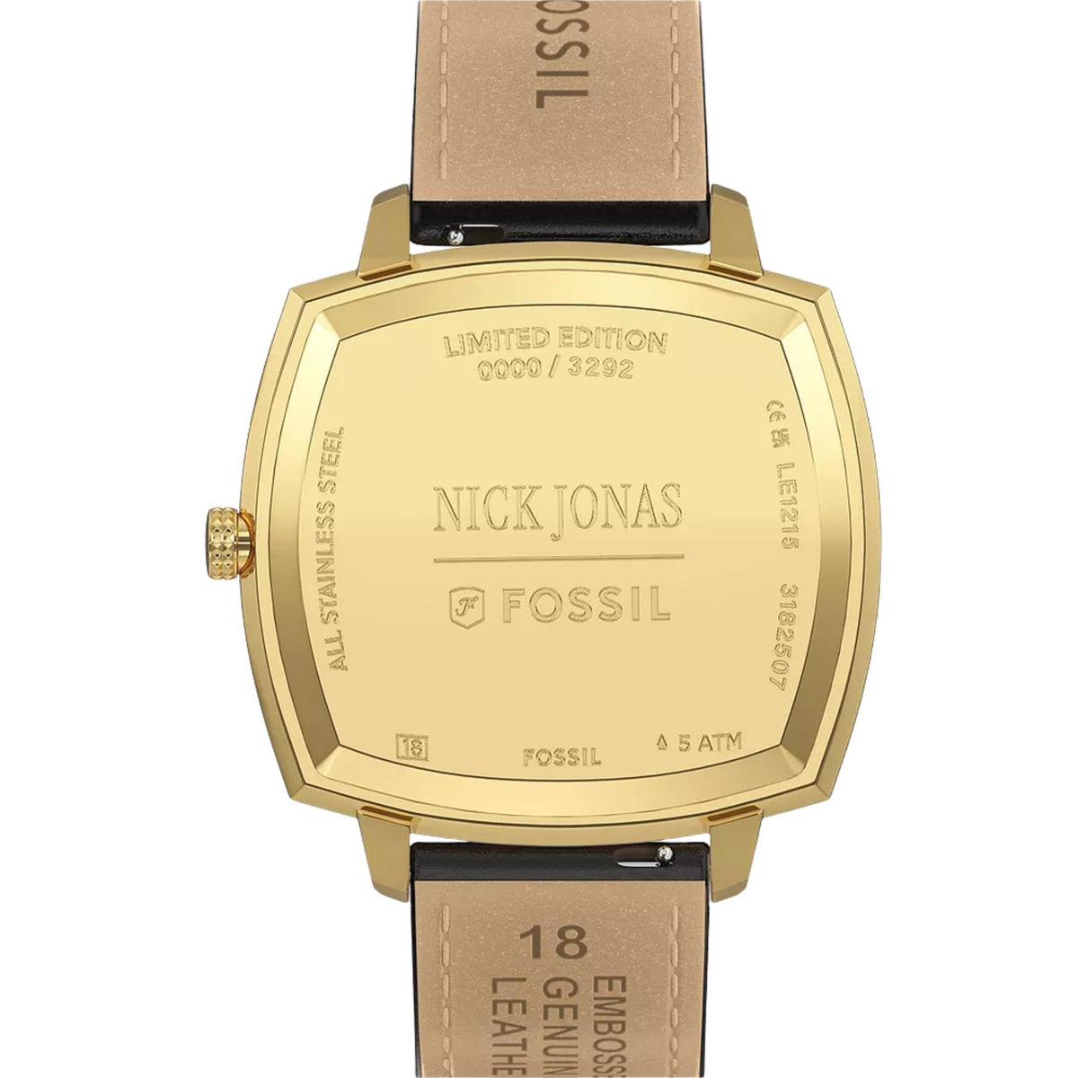 Fossil Machine x Nick Jonas LE1215 gold-tone caseback detailing limited edition engraving