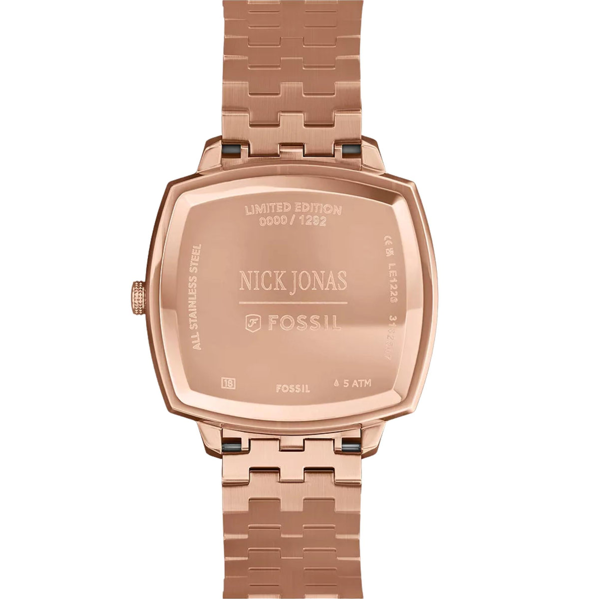 Fossil Machine x Nick Jonas LE1226 limited edition engraved caseback close up