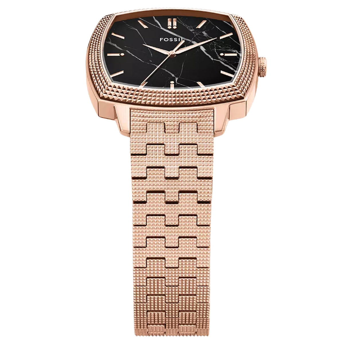 Fossil Machine x Nick Jonas LE1226 high-angle dial and textured bracelet view
