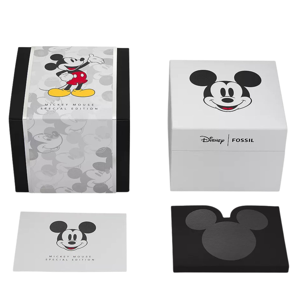 Special edition packaging and documentation for the Fossil Disney Mickey Mouse SE1111 timepiece