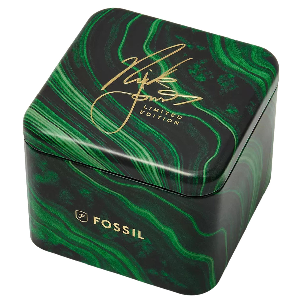 Fossil Machine x Nick Jonas LE1219 green marbled limited edition tin packaging