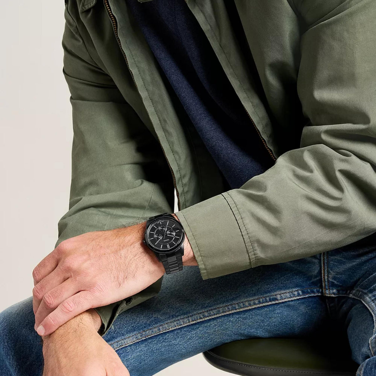 Fossil Pearson FS6135 lifestyle view on a mans wrist