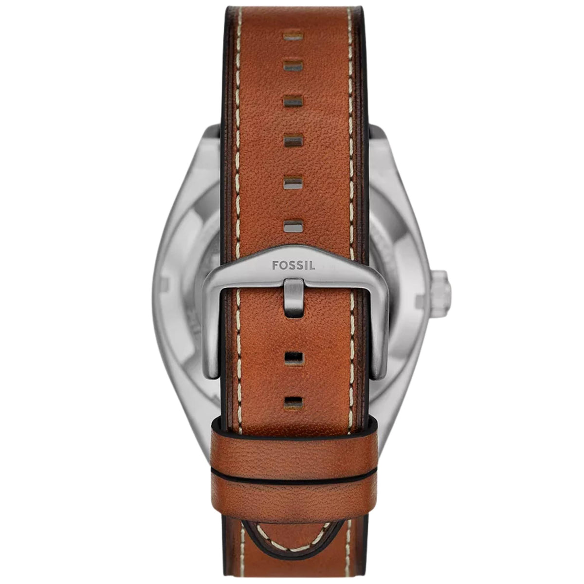 Fossil Everett ME3261 brown leather strap and buckle detail