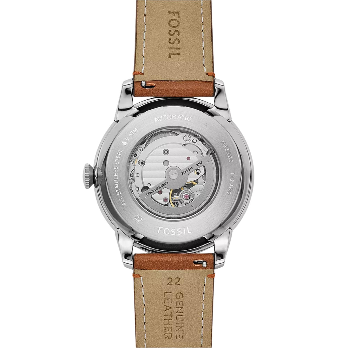 Fossil Townsman ME3265 exhibition caseback rear view