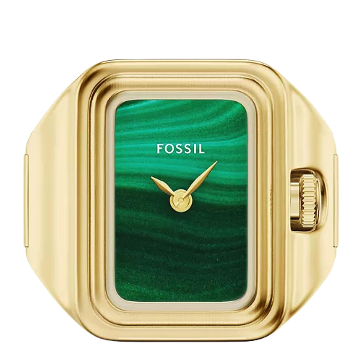 Fossil Raquel ES544 green dial steel ladies quartz ring watch direct front view