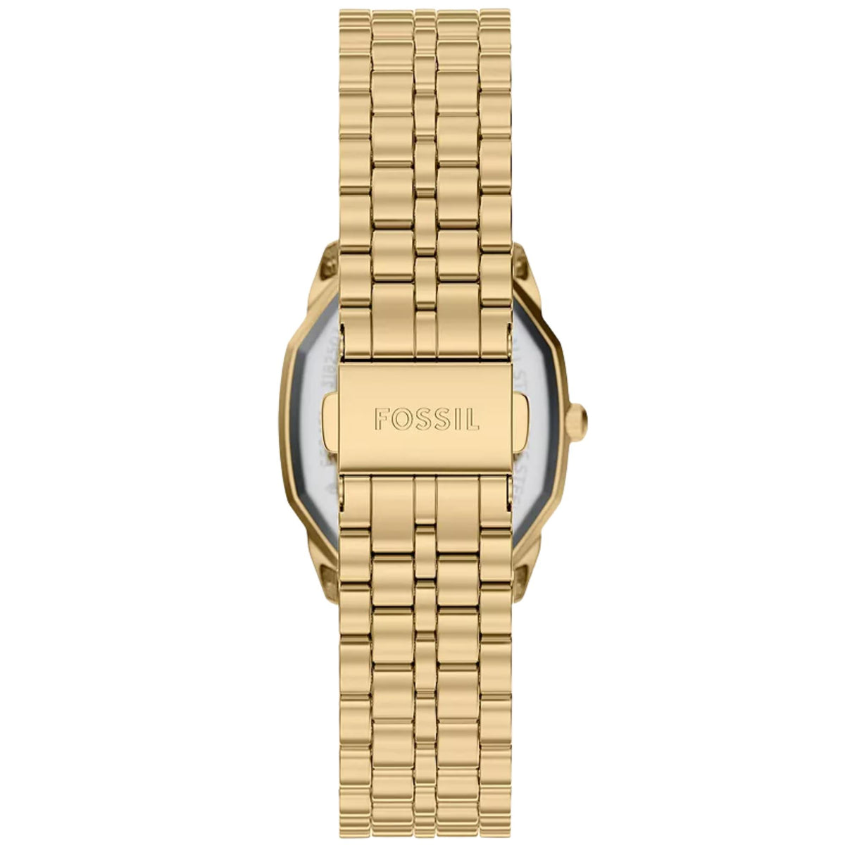 Rear view of the Fossil Harlow ES5451 model showing the gold-tone folding clasp with engraved branding
