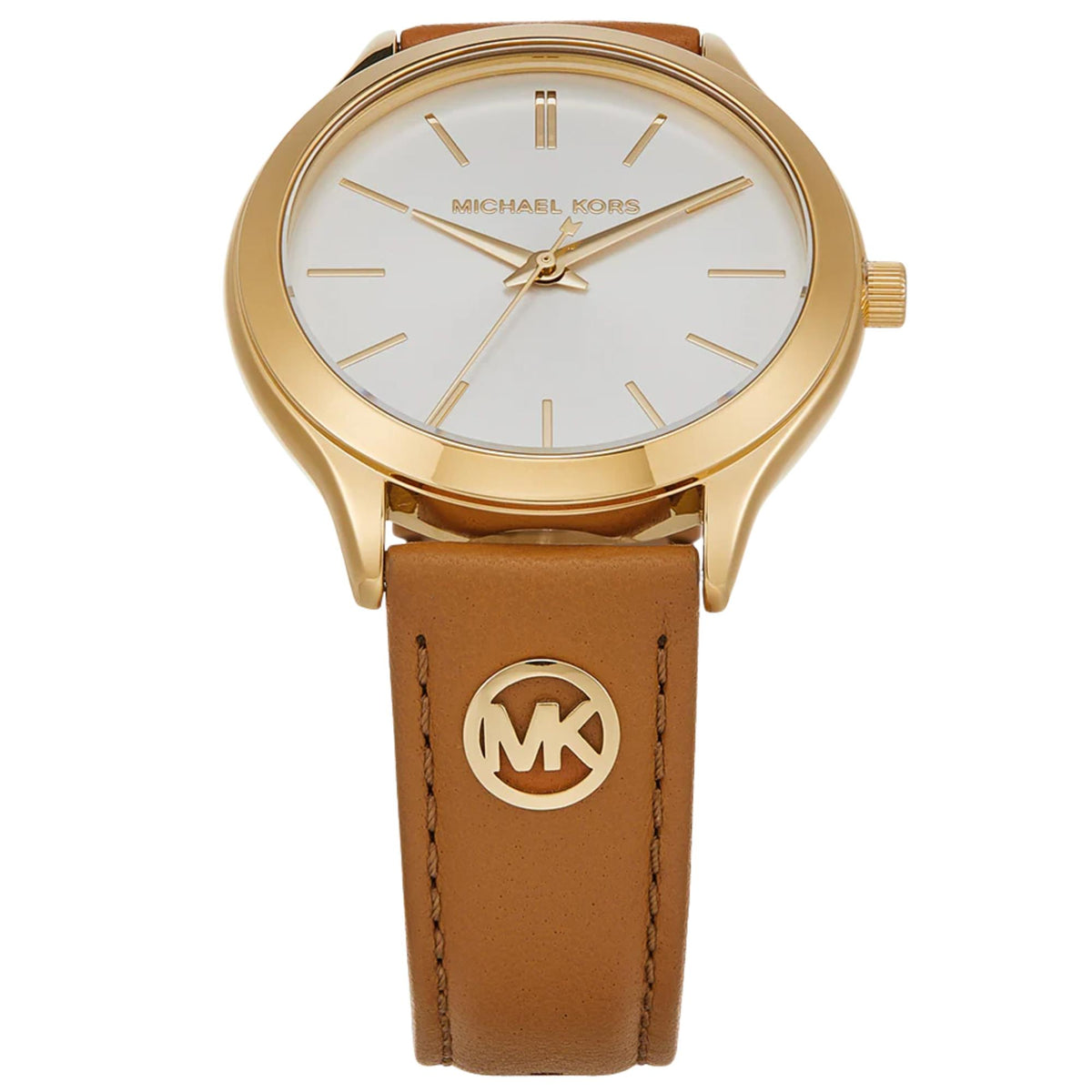 Michael Kors Slim Runway MK7543 white sunray dial and bezel front view