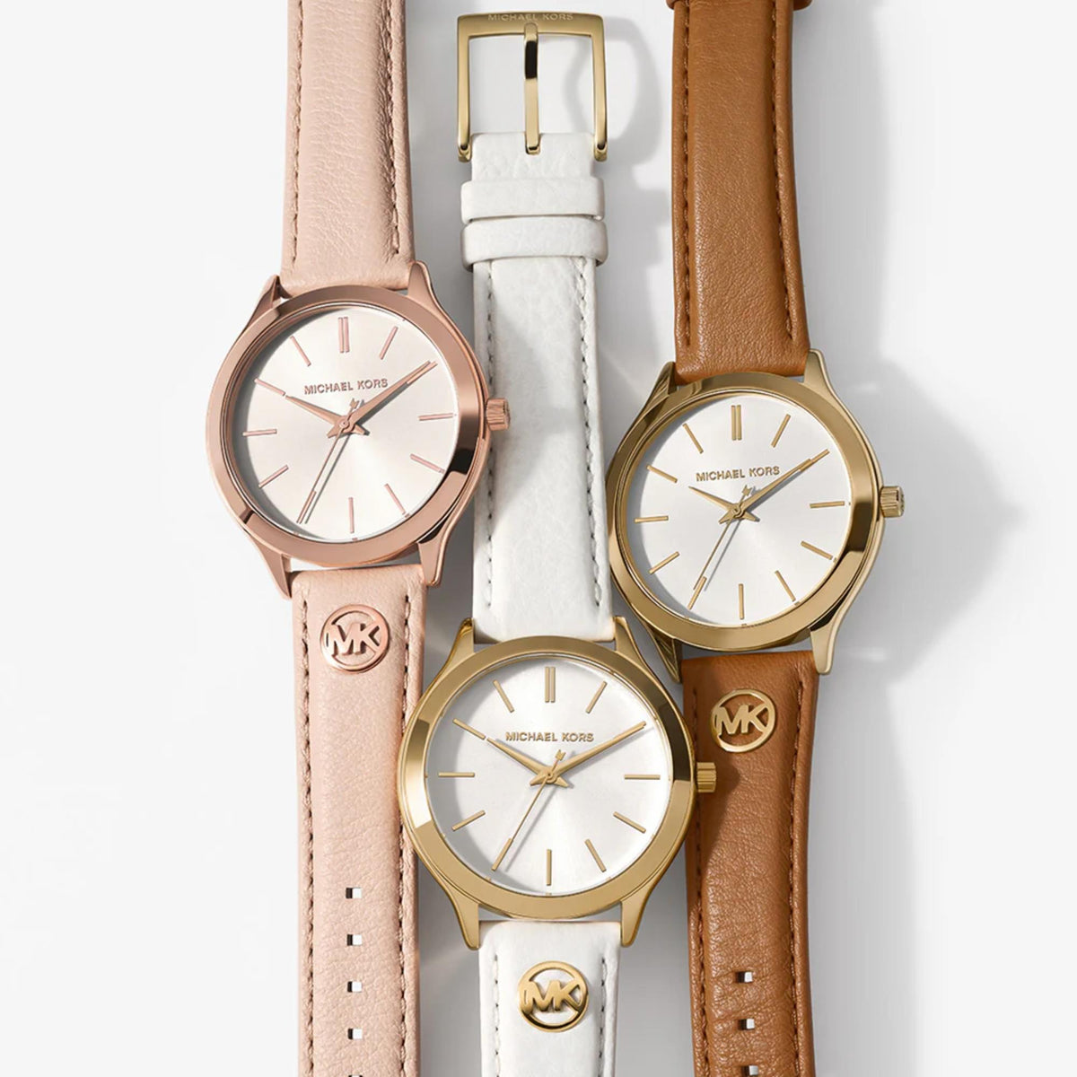 Michael Kors Slim Runway multi-color leather strap watches group view