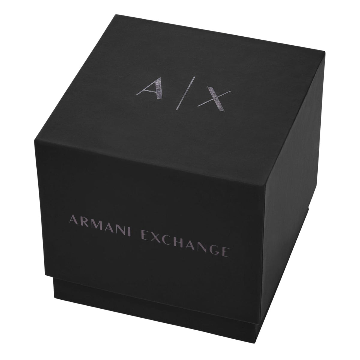 Black watch box with Armani Exchange logo