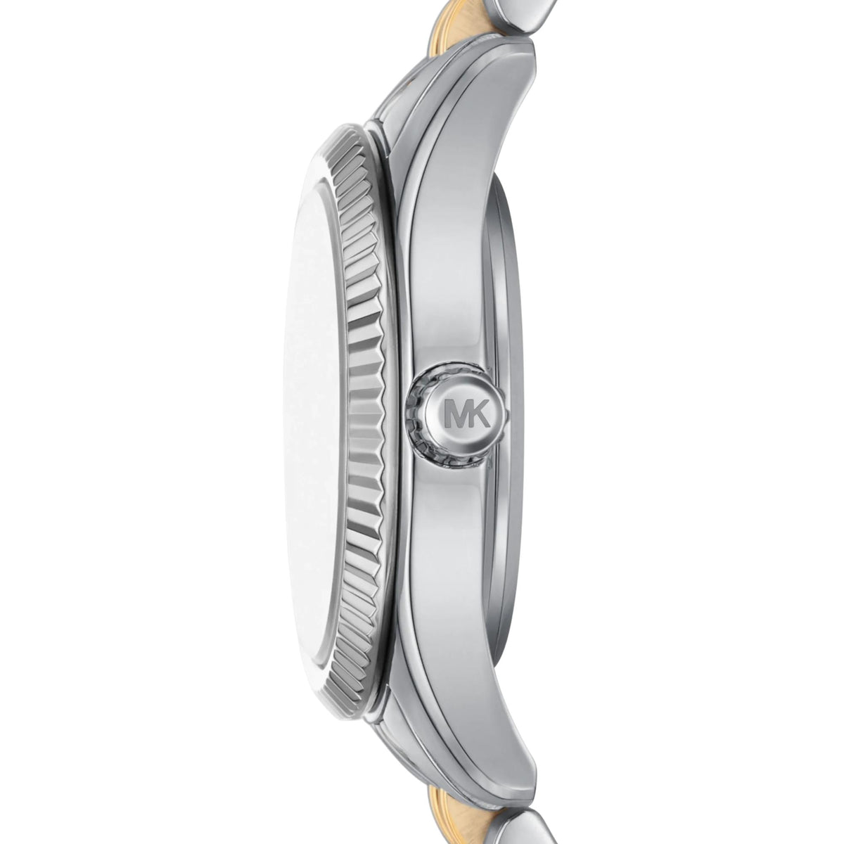 Michael Kors Mini Lexington MK4865 MK logo crown and side profile detail
