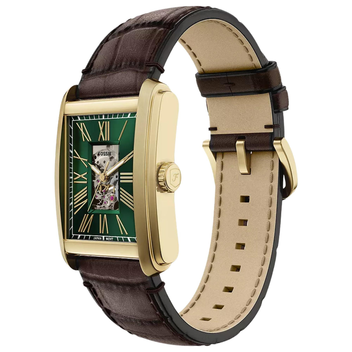 Fossil Carraway ME3271 rectangular watch three-quarter angle view