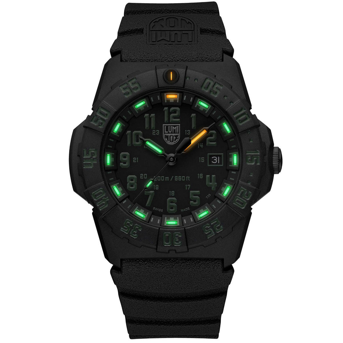 Luminox Navy SEAL 3550 Series 44mm Black and Green Dial Rubber Mens Quartz Watch XS.3567