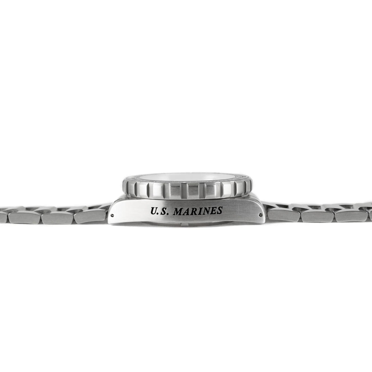Marathon GSAR Official USMC WW194006SS-0208 automatic watch side view showcasing case thickness and bezel profile