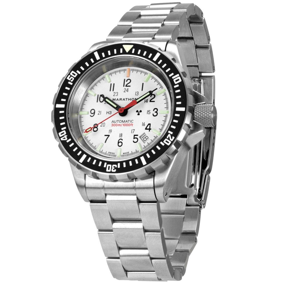 Marathon GSAR Arctic Edition WW194006SS-0513 mens automatic timepiece with stainless steel bracelet and rotating bezel