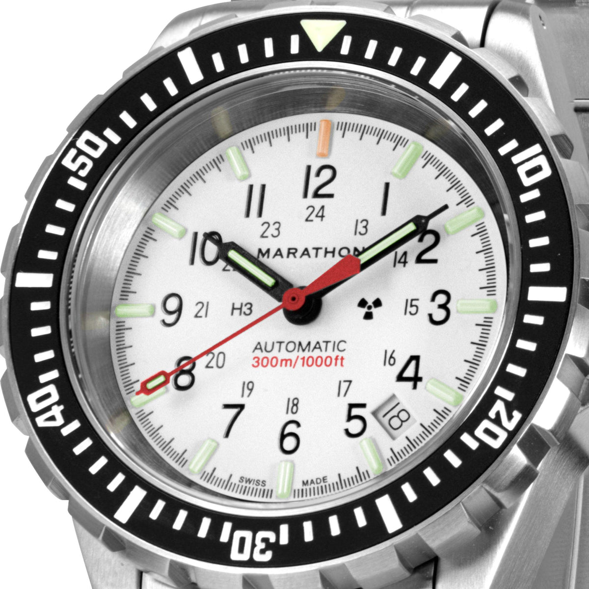 Marathon GSAR Arctic Edition WW194006SS-0513 mens automatic watch detailed white dial display