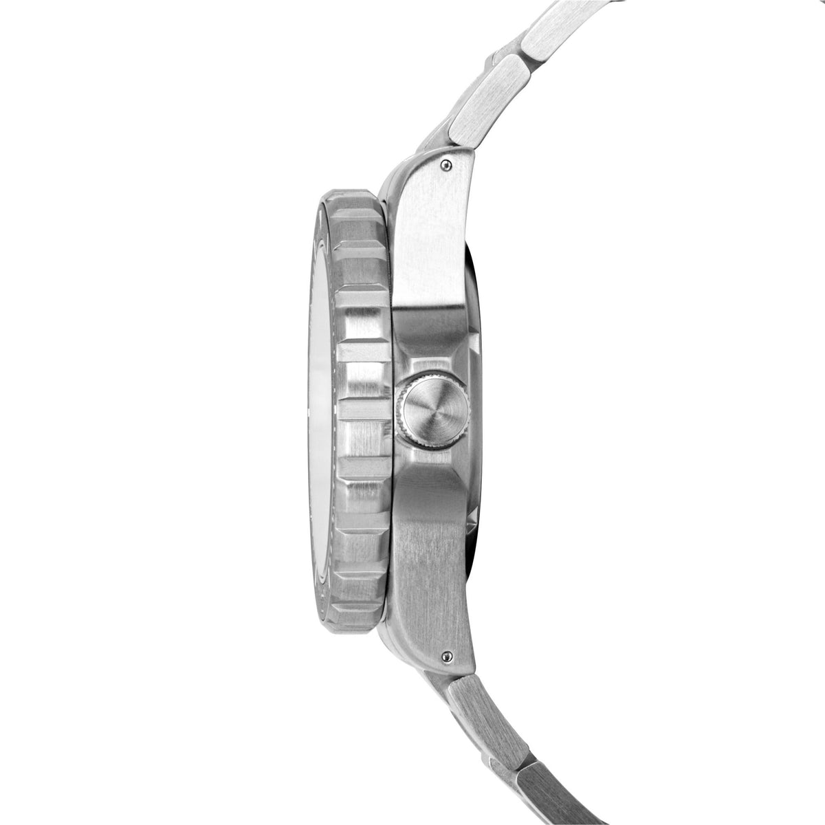 Marathon GSAR Arctic Edition WW194006SS-0513 mens automatic watch case profile and textured crown showing case thickness