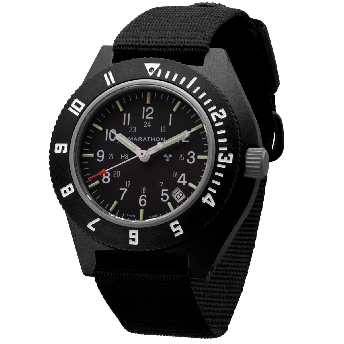 Marathon Navigator WW194013BK-0101 mens timepiece showcasing black CeraShell® case and bi-directional bezel