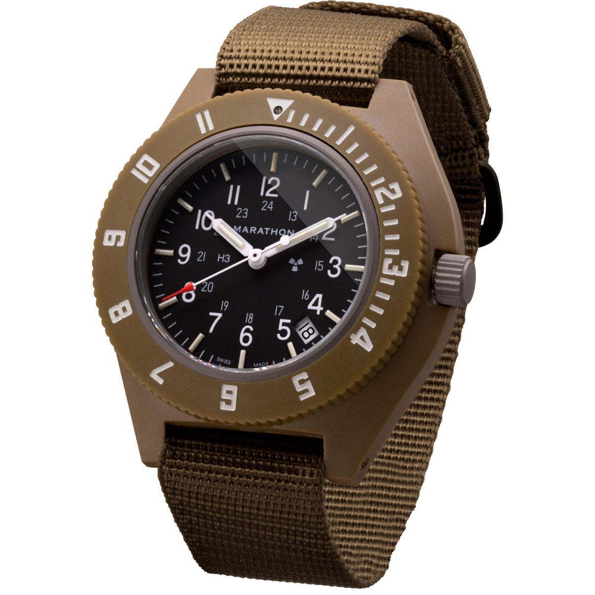 Marathon Navigator WW194013DT-0102 quartz timepiece showing desert tan composite case and rotating bezel