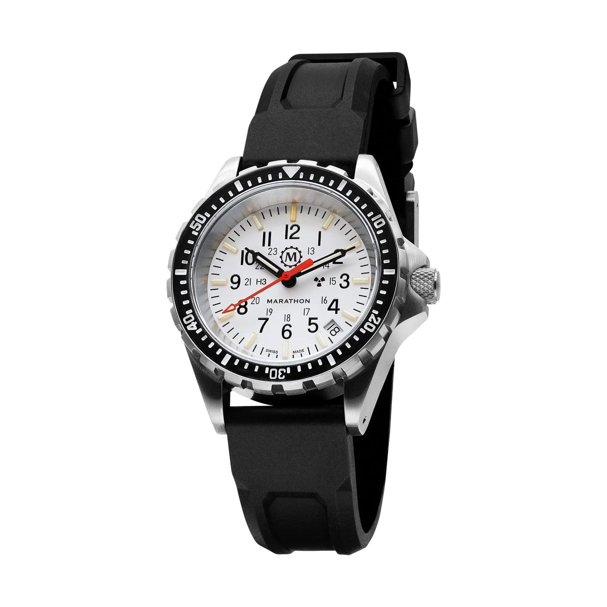 Marathon MSAR Arctic Edition 36mm White Dial Rubber Mens Quartz Watch WW194027SS-0530