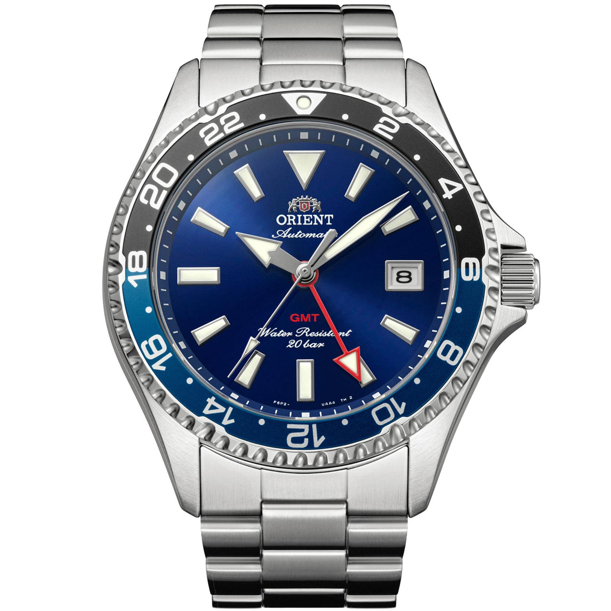 Orient Mako GMT blue dial automatic mens watch RA-BC0003L30B with stainless steel case