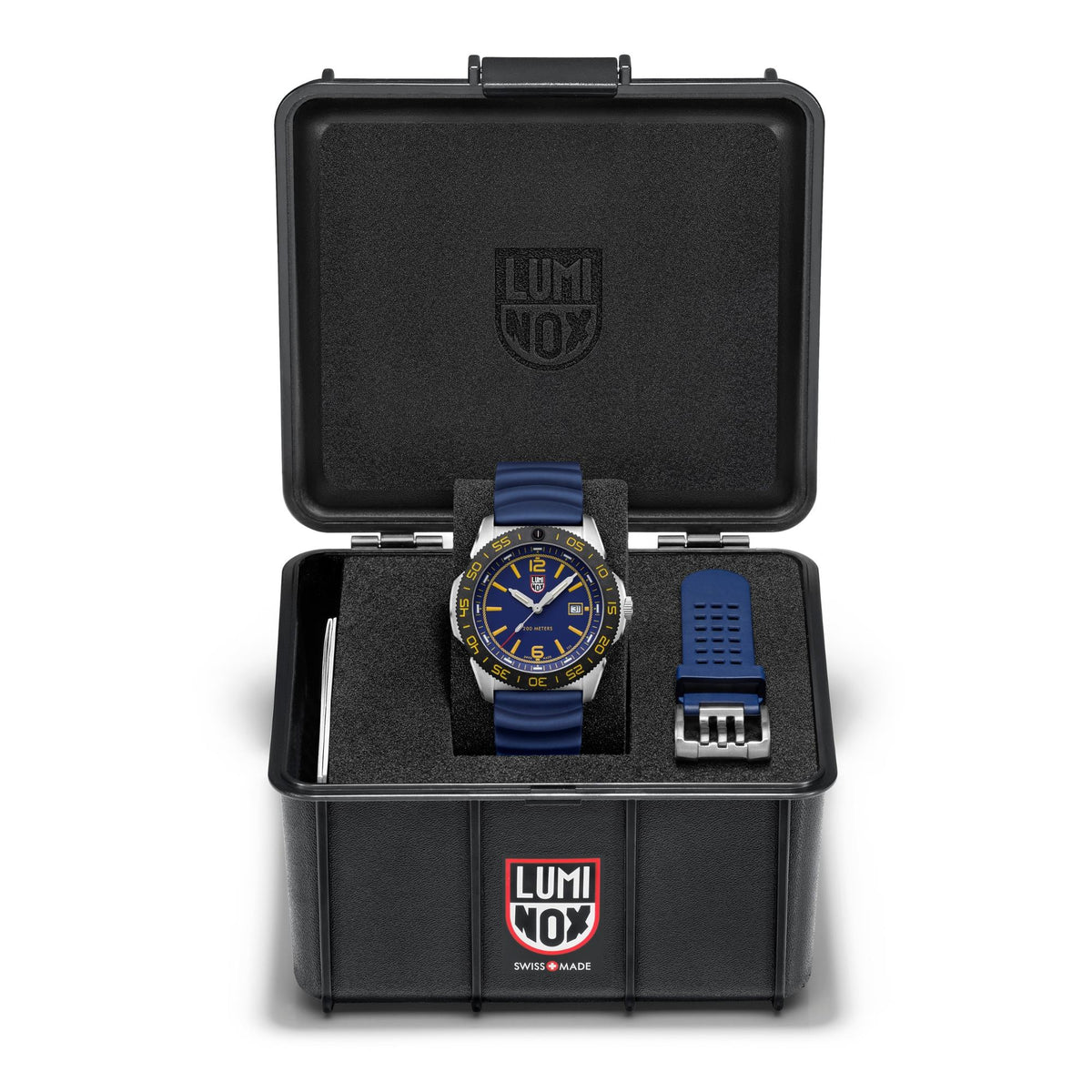 Luminox Pacific Diver FORCE BLUE 3120 Series XS.3125.FB watch inside its black display box