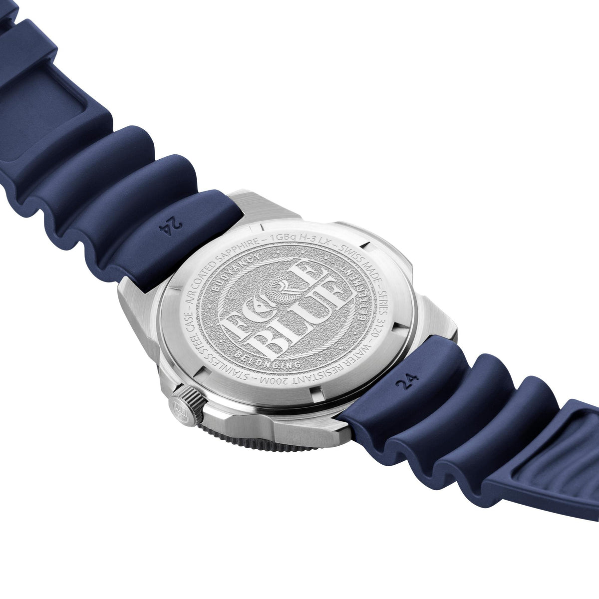 Engraved case back of the Luminox Pacific Diver FORCE BLUE 3120 Series XS.3125.FB watch