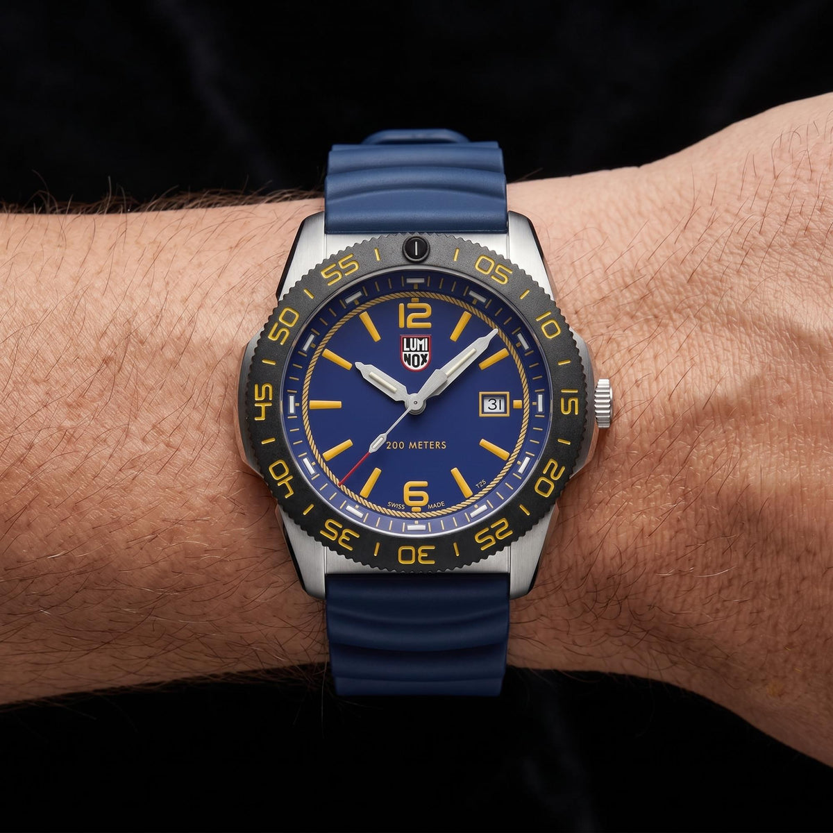 Luminox Pacific Diver FORCE BLUE 3120 Series XS.3125.FB 44mm watch on a wrist