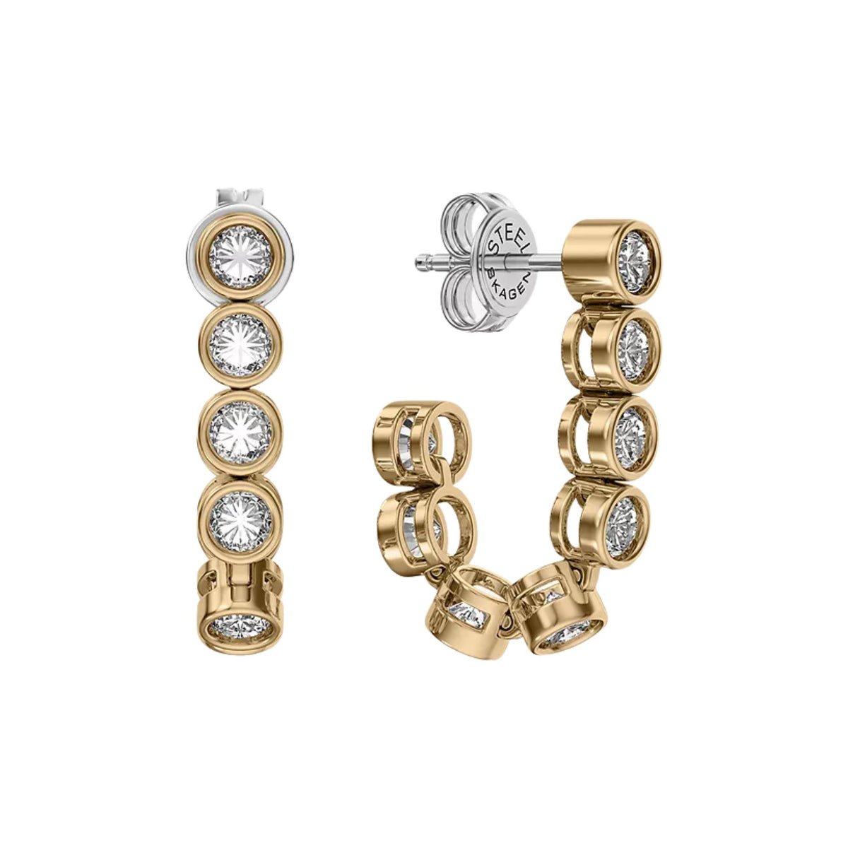 Skagen Moderne Glitz 4mm Gold J-Hoop Ladies Earrings SKJ5023710