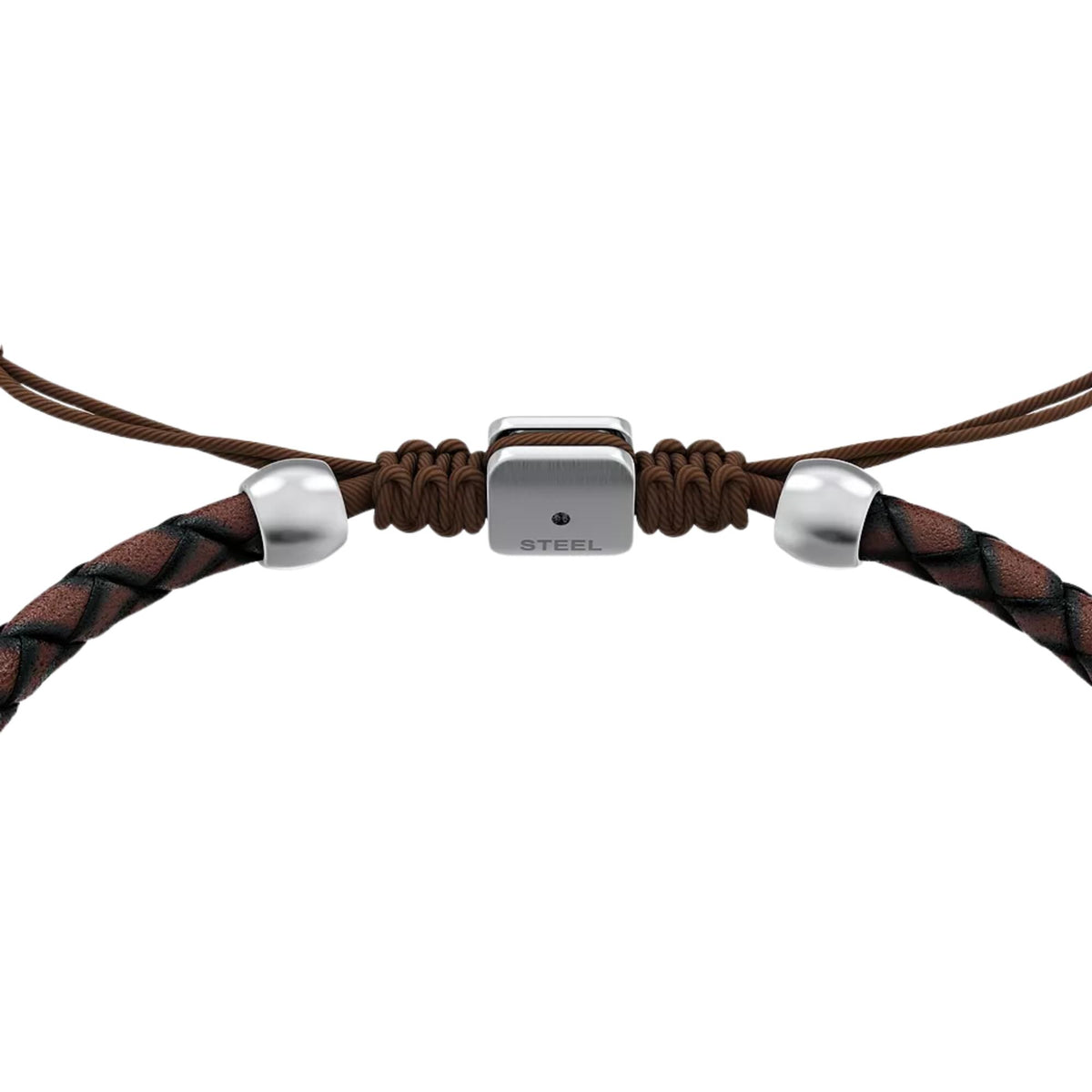 Fossil Machine Rondelles 250mm Brown Leather Station Mens Bracelet JF05009998