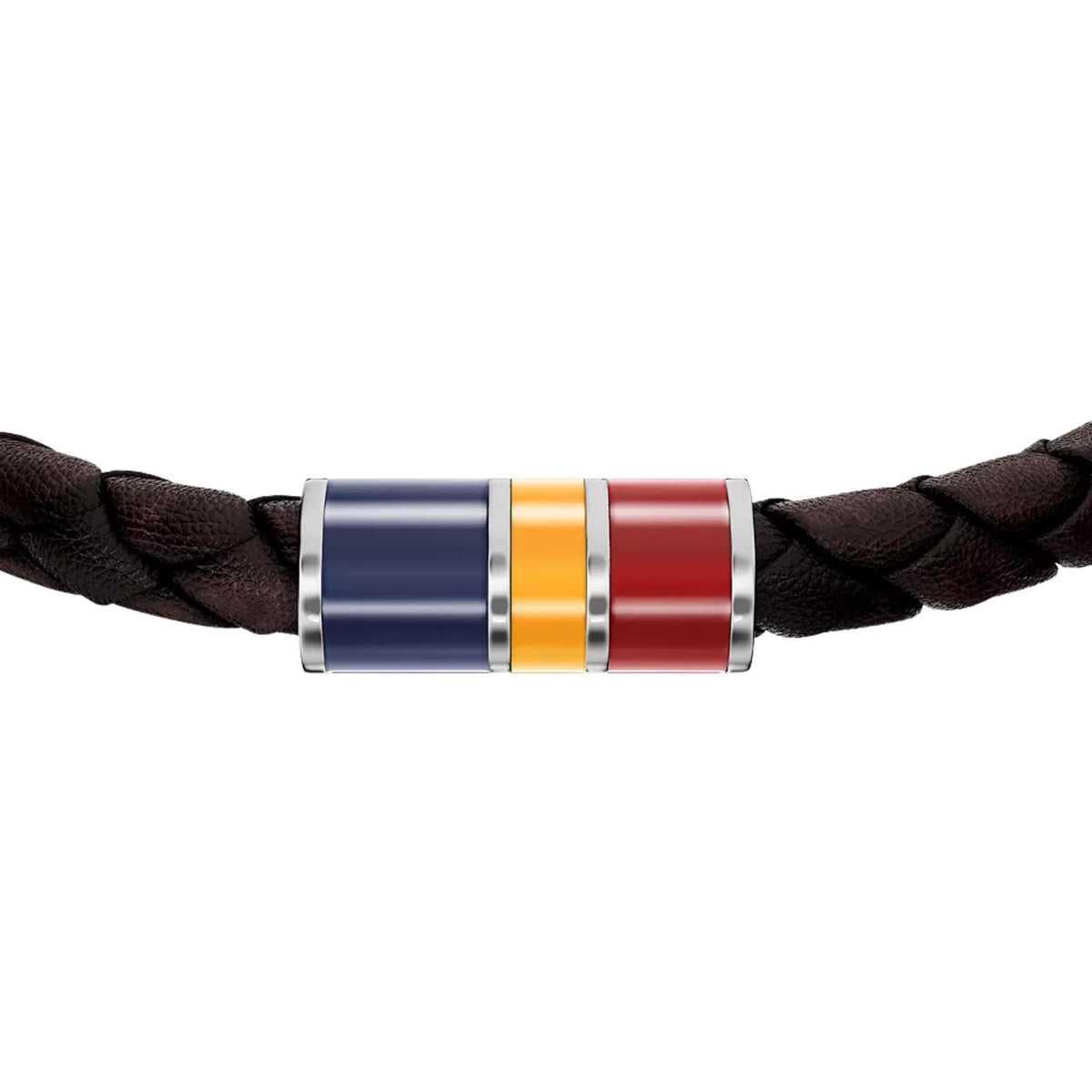 Fossil Everett Enamel 216mm Brown Leather Station Mens Bracelet JF05023040