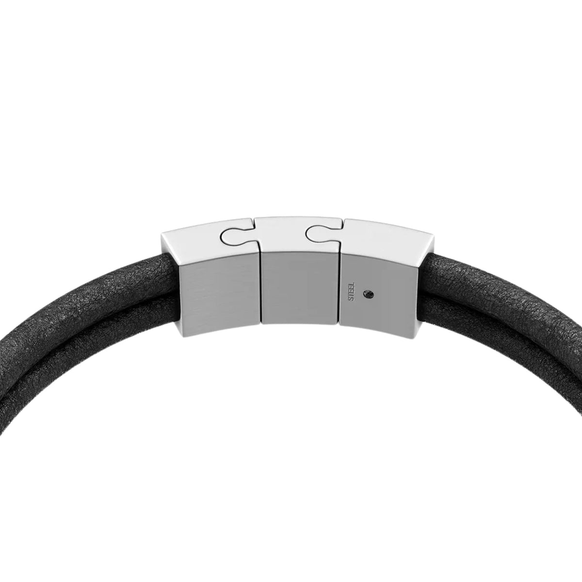 Fossil Machine Rondelles 200mm Black Leather Multi-Strand Mens Bracelet JF05008040